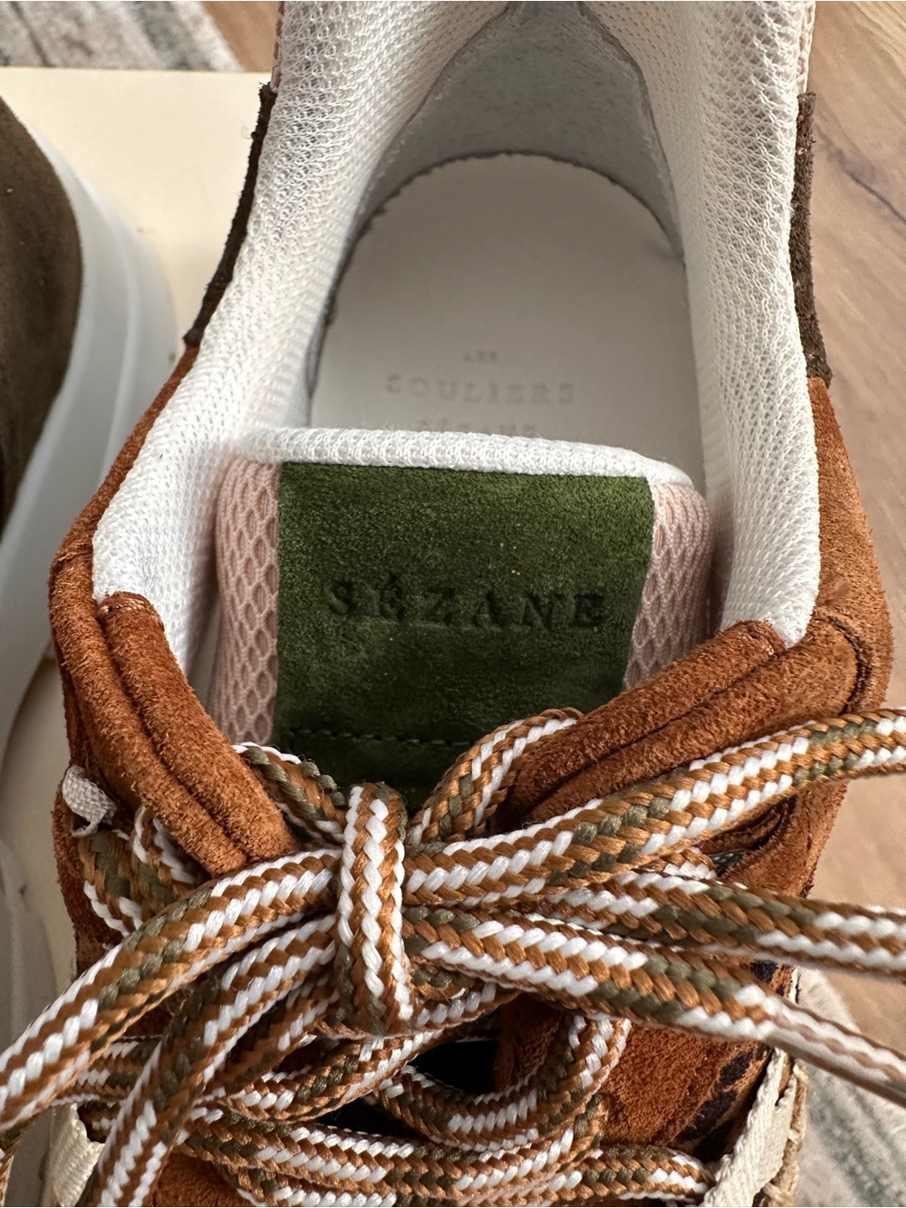 Sézane Multi-Texture Leopard Accent Sneakers - Brown & Tan - Picture 4 of 10